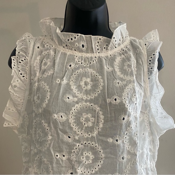 ➕Flutter Sleeve Eyelet Lace Dress. Color: White. Size: Plus - Picture 5 of 11